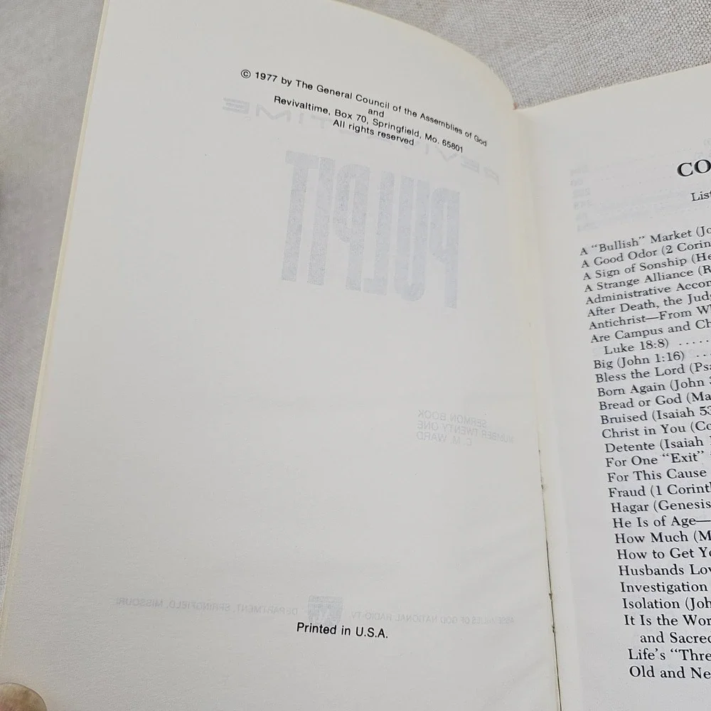 Revivaltime Pulpit No 21 Hardcover Book 1977‎ Assemblies of God Sermons CM Banks